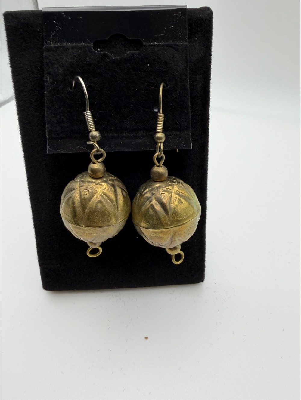 Brass tone ball drop earrings